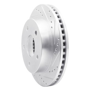 Dodge Ram 1500 Brake Rotor (1) - Front Right - R1 Concepts - Drilled & Slotted - Silver - `00-`02